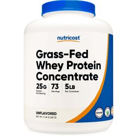 Nutricost Grass-Fed Whey Protein Concentrate Powder (Unflavored) 5LBS