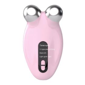 3D Roller EMS Micro Current Roller Vibration Facial Lifting Remove Fine Lines Face Slimming Device (Color: Pink)