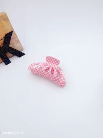 9CM Plaid Barrettes Girly Temperamental Hollow Grip (Option: Light Pink Plaid 9cm)