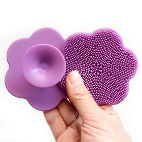 Facial Cleansing Brush Silicone Brush for Face Exfoliating Facial Cleanser Massage Brush Face Wash Foam Scrub Women Beauty Tool (Color: Purple)