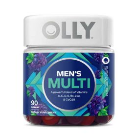 OLLY Mens Multivitamin Gummy, Health & Immune Support, B Vitamin, CoQ10, Blackberry, 90 Count (Brand: OLLY)