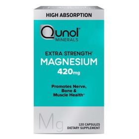 Qunol Magnesium Capsules (120 Count), High Absorption, 420mg, Extra Strength, Bone, Nerve, and Muscle Health Supplement (Brand: Qunol)