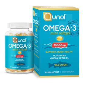 Qunol Mini Omega-3 Fish Oil (60 count) Heart Health Support With 1000mg Wild Caught Omega-3 Fatty Acids (Including EPA & DHA) (Brand: Qunol)