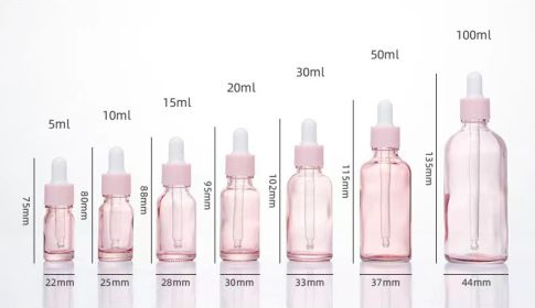 Glass Fine Oil Bottle Avoid Light Glue Head Dropper Bottle  Stock Bottling Cosmetics (Option: Pink-20ml)