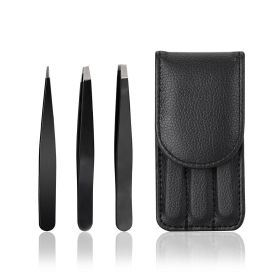 Three Piece Set Of Stainless Steel Eyebrow Plucking Forceps For Eyebrow Trimming Tools (Option: 1.2Black 3pcs)